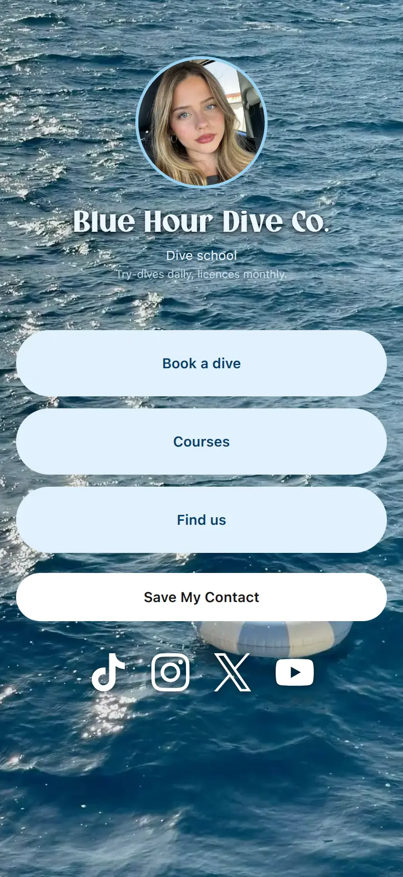 Blue Hour Dive Co. template